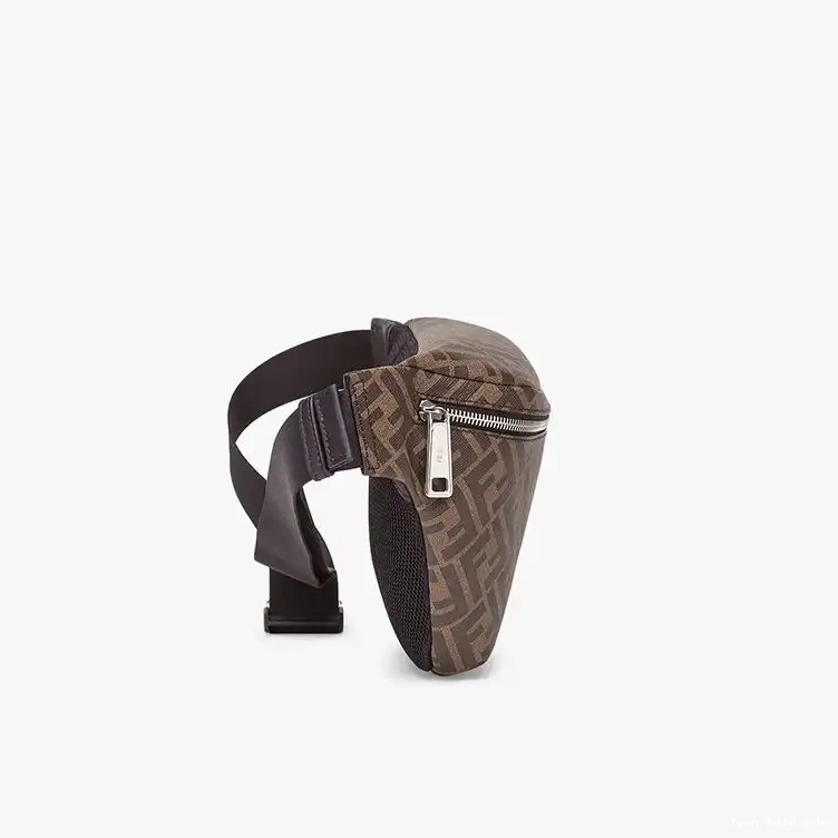 Cheap Motif Belt Bag In FF Fendi Coffee Fabric Brown 0702